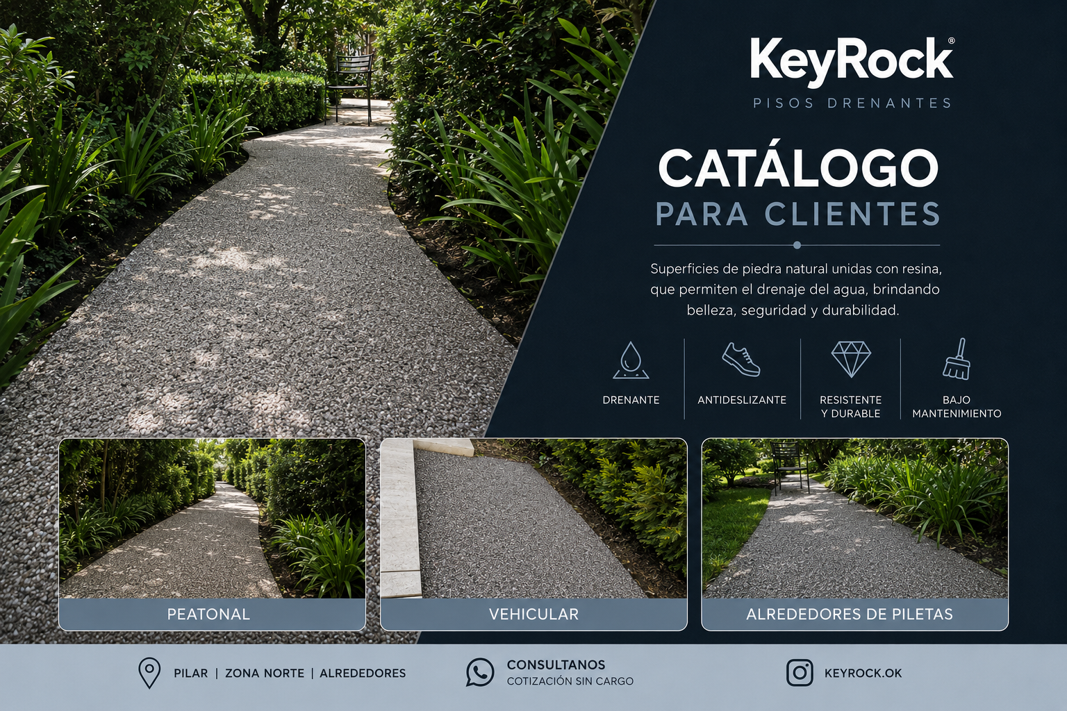 Etiqueta de catálogo para clientes - sendero drenante
