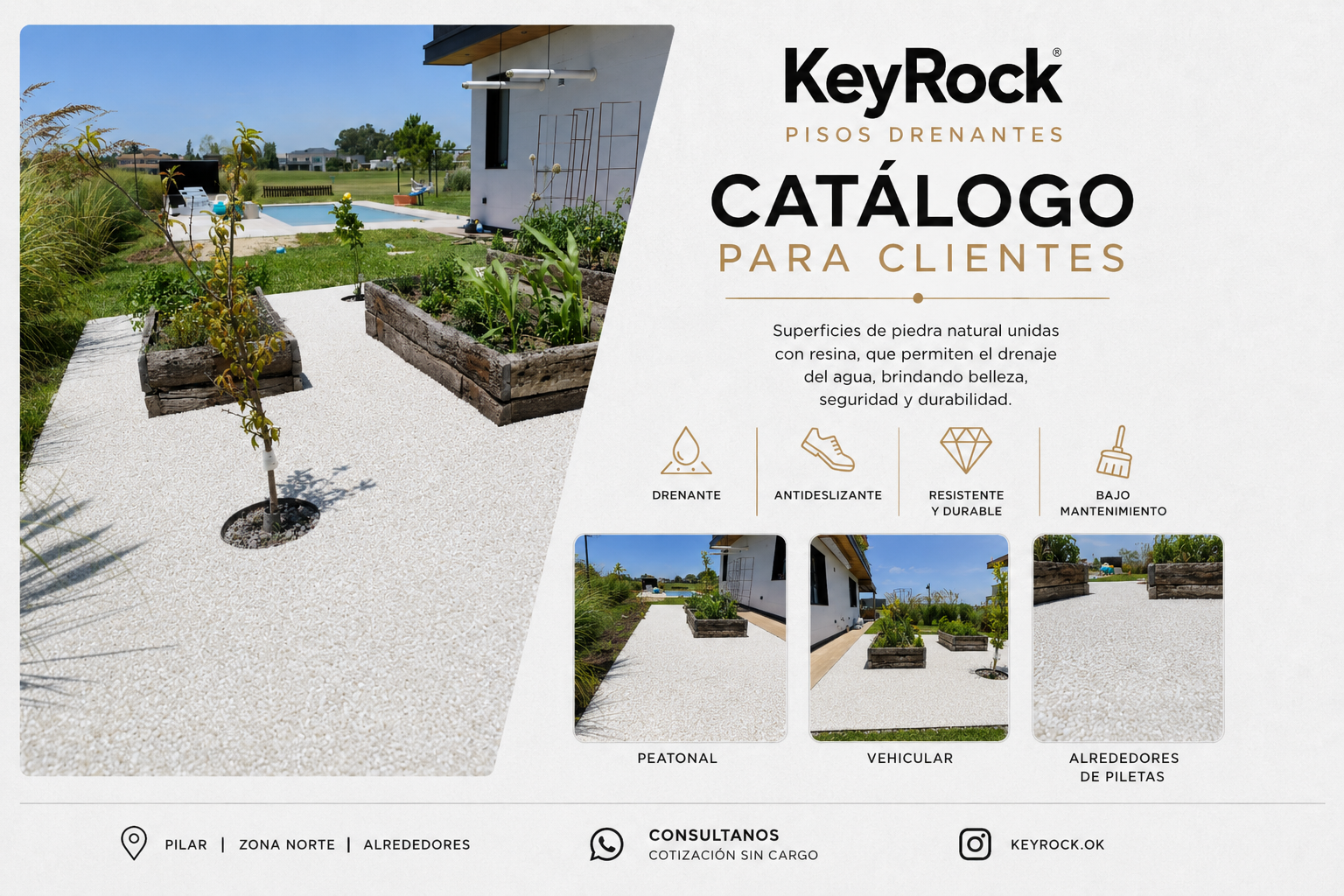 Etiqueta de catálogo para clientes - piso blanco drenante